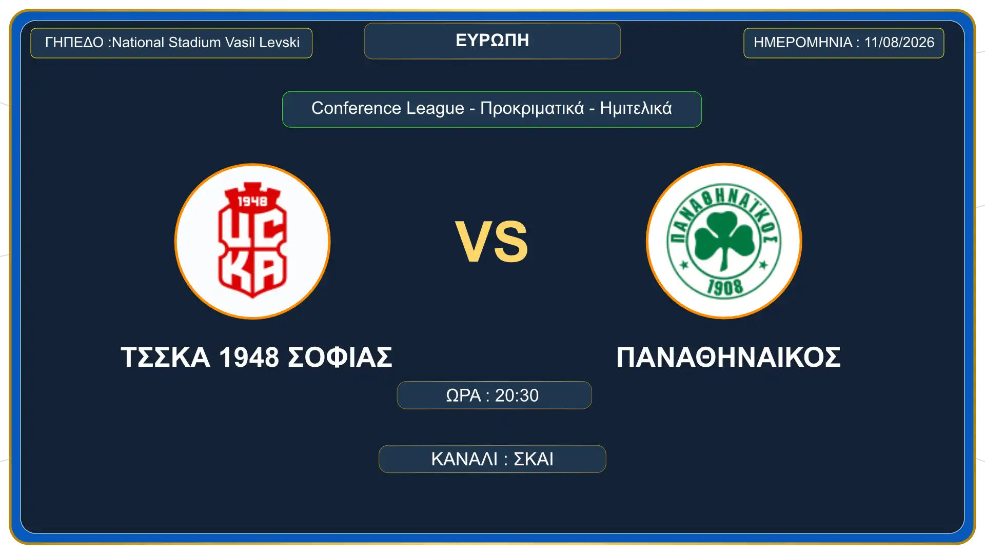 Κάρτα αγώνα ΤΣΣΚΑ 1948 Σόφιας – Παναθηναϊκός με στοιχεία, ώρα και αποδόσεις
